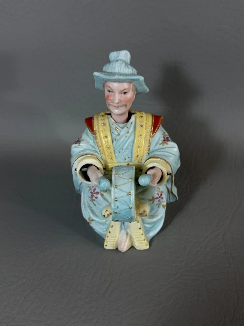 Vintage Ardalt Japan Bisque Porcelain Nodder Drummers Pair 6492 Asian Musicians